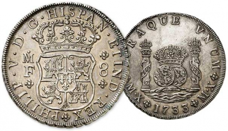 Monedas mexicanas columnarios (1732-1772)